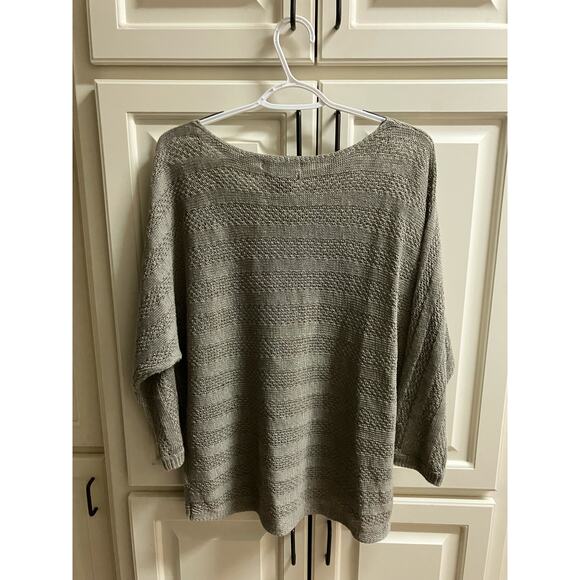 TAHARI 100% Linen Top Boho Taupe Gray Brown Medium BOHO 3/4 Sleeve - Picture 4 of 10
